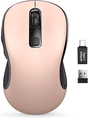 Miniatura 1 de Trueque Mouse inalámbrico para laptop, mouse ergonómico de computadora de 2.4 GHz con botones hacia atrás y hacia adelante, 3 niveles de DPI