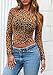 PRETTYGARDEN Women's Mesh Long Sleeve Spring Top 2026 Trendy Summer See Through Sheer Blouse Fitted Going Out Layering Shirts (Leopard Brown,X-Large)