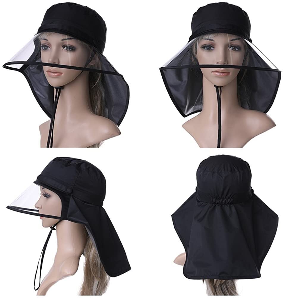 RWRAPS Cappello da Sole Unisex Impermeabile da Pioggia Cappello da Passeggio a Tesa Larga da Donna Cappello da Spiaggia con Cinturino sottogola (Colore: 99046-Navy, Dimensione: M) (99046A Black M)