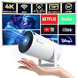 【超小型&180°回転】aubor プロジェクター Android TV 11.0 高輝度 10000lm 家庭用 4K対応 5GWiFi Bluetooth5.2 自動台形補正短距離投影 HIFIスピーカー内蔵天井投影 iOS/Android/Windows/TVStick/HDMI/USB/PS5/DVDプレイヤー接続可 日本語取扱書