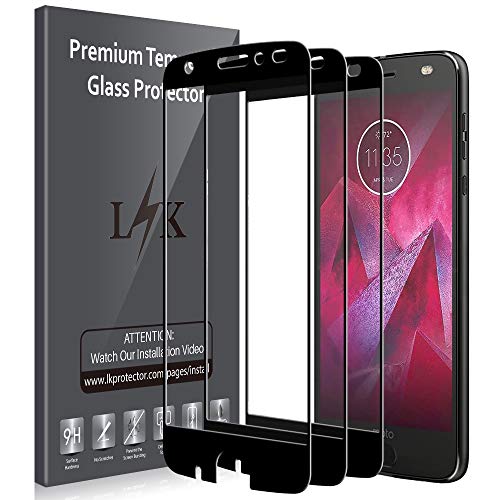 [3 Pack] LK Screen Protector for Moto Z2 Force, [Full Cover] Tempered Glass