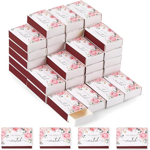 60 Pcs Floral Blank Match Box Container 2.24 x 1.42 x 0.59 Inches Match Storage Boxes Flower Vintage Tea Party Baby Shower Bridal Shower Party Favors for Wedding Guests Decorative (No Matches)(60)