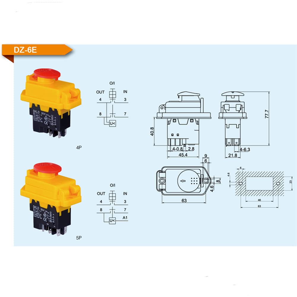Interruptor basculante ON/Off ， Interruptor electromagnético de 250 V y 16 A, pulsador eléctrico con tapa de parada de emergencia DKLD DZ-6
