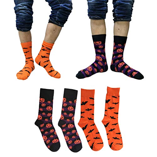 homozy 2 pares meias de halloween novidade dos desenhos animados meias abóboras impresso um tamanho