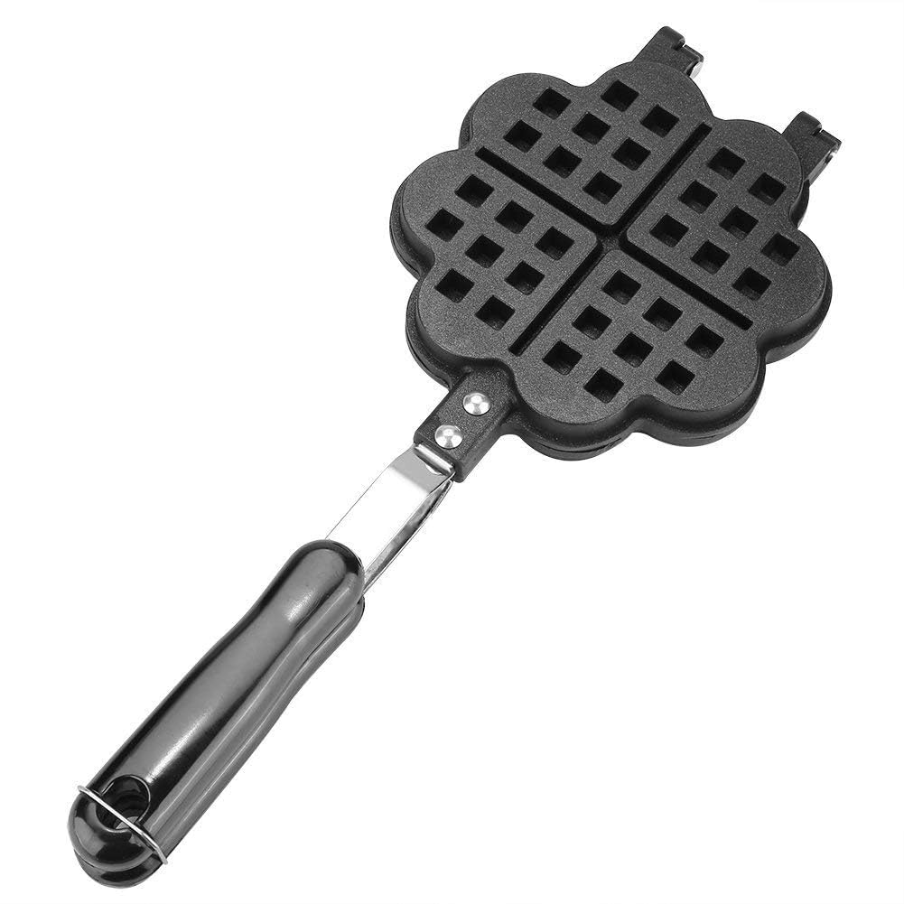 DIKSUL Heart-Shaped Waffle Maker, Non-Stick Double-Sided Aluminum Waffle Pan with Long Handle, Low Power Consumption Waffle Press Plate for Easy Baking & Cooking