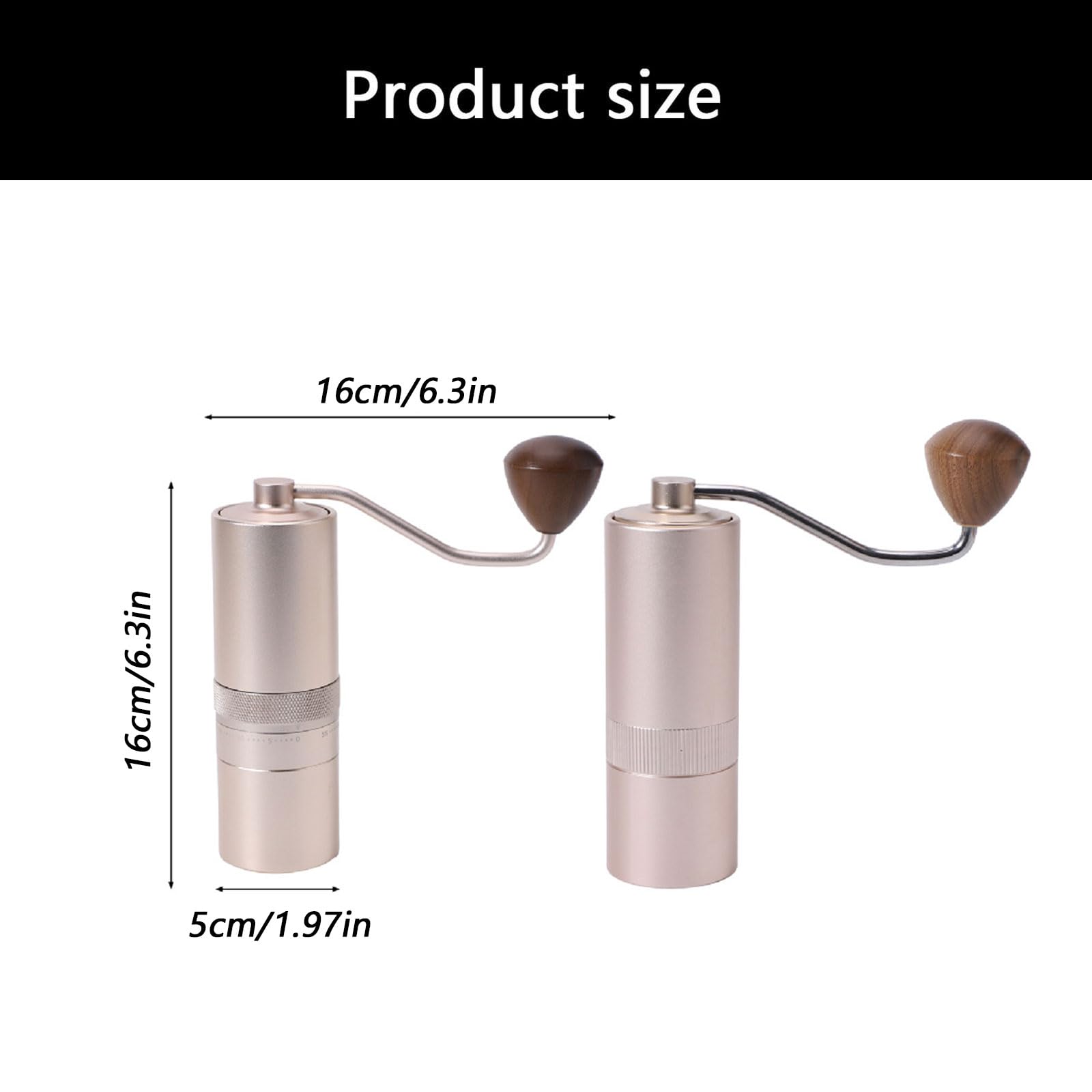 Molinillo de café ergonómico de funcionamiento manual con núcleos de cerámica mecanizados alemanes y diseño antideslizante en dos colores