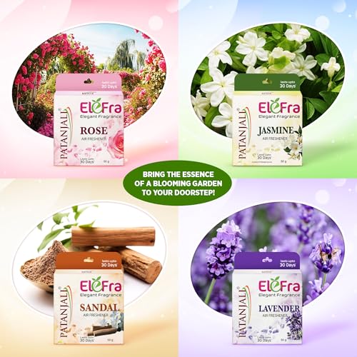 Image of Patanjali Elefra Elegeant Air Freshner, Long Lasting Fragrances: Jasmine, Lavender, Orchid, Rose Air Freshners, Best for bathroom, kitchen, bedroom,