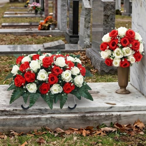 Rosas de cementerio de seda para exhibicion floral conmemorativa exterior 6