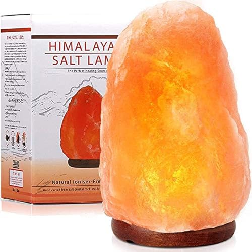 Himalayan Salt Lamp 6-8 (4-7 lb) with Dimmer Switch - All Natural and Handcrafted with Wooden Base and an Extra Bulb (6-7)