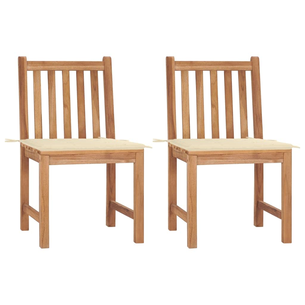 KCCKOM Patio Chairs 2 pcs with Cushions Solid Teak Wood, Outdoor Furniture, Outdoor Chairs