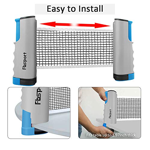 Image of FBSPORT Ping Pong Paddle Set, Portable Table Tennis Set with Retractable Net,Rackets,Balls and Carry Bag for Indoor /Outdoor Games