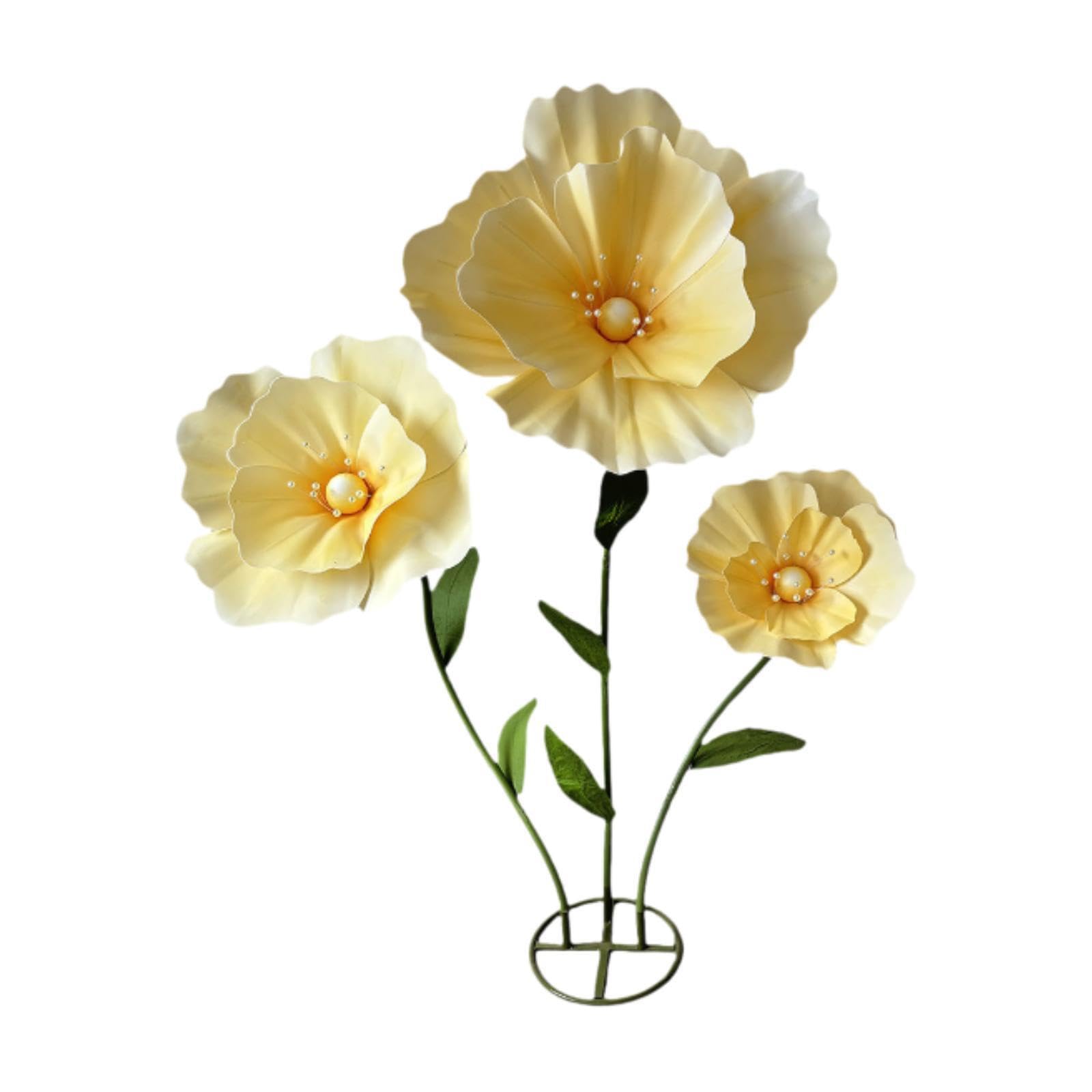 mophrati Durable Sturdy Giant Flowers Decoration Weddings Events Providing Beautiful Floral Effects Backdrops Wedding Artificial Flower Is Sturdy And Designed, Light Yellow, Total Height 160cm
