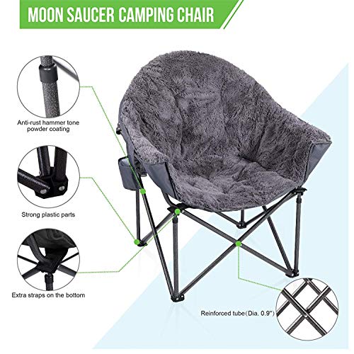 ALPHA CAMP Campingstuhl Faltbar, Klappstuhl XXL bis 150kg, Moonchair Extra Breit, Campingsessel Angelstuhl mit Plüsch… - Image 4
