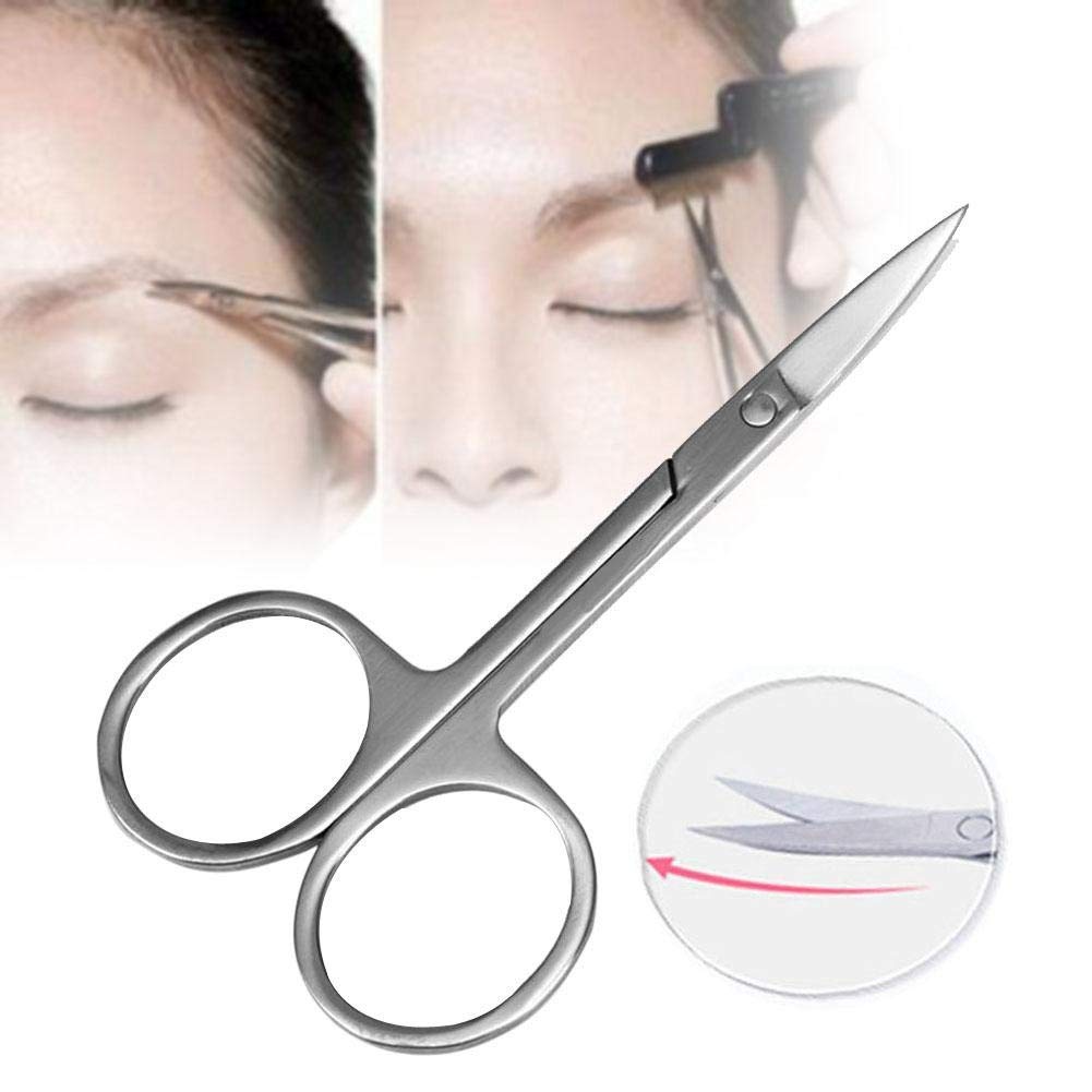 Ghelonadi Manicure Scissors Stainless Steel Curved Eyebrow Trimmer Eyelashes Nose Hair Nail Cutter Makeup Tools (1 PCS Steel Scissor) 1