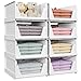 SNSLXH 5 Pack Stackable Closet Storage Basket, Multifunctional & Foldable Closet Organizer for Bathroom Kitchen Laundry Room Wardrobe Storage, Space-Saving Clothes Storage Drawer Organizer, White
