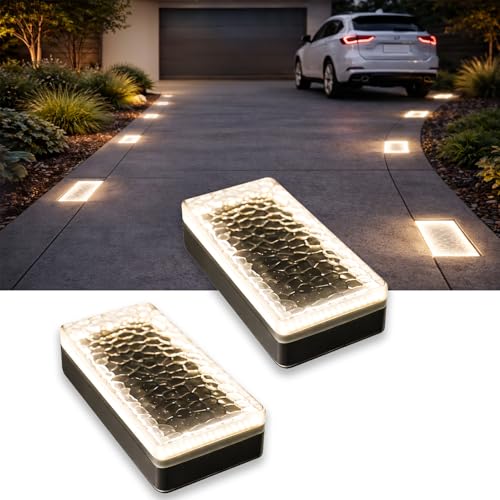 SHONELIGHTING 4x8 Solar Ground Lights 3500K Paver Light Warm White 2Pack