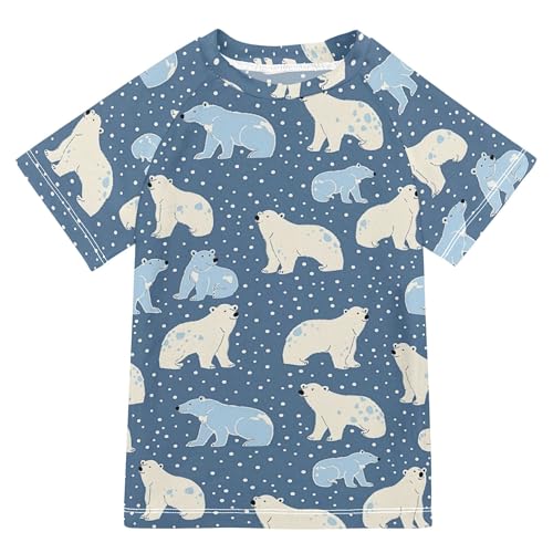 Cartoon Polar Bear Stars Blue Kids Bathing Suits Girls Sun Protection Beach Tops Swimwear Beach Tops 3T