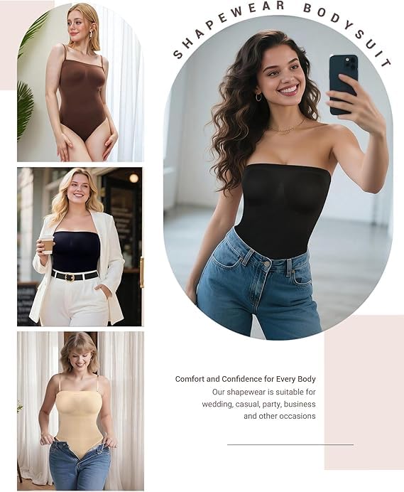 Image of ALYNE Strapless Shapewear Bodysuit for Women | Tummy Control Full Body Shapers | Seamless Snatched Bodysuit for Under Dresses