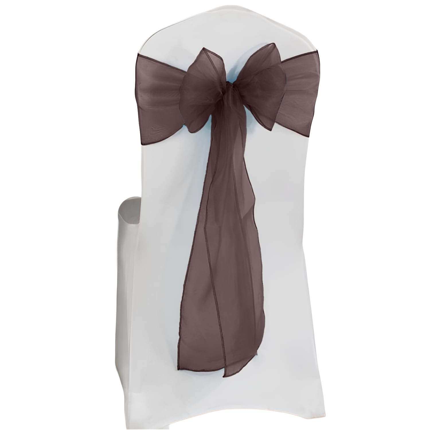 Elegant Event Essentials β Set of 50 - Organza Chair Tie Sashes - Wider Fuller Cover for Wedding Decorations, Birthday, Banquets & Party Events - Chair Cover Sheer Bows, Ribbon - Plum