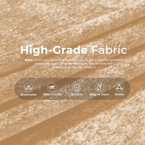 Image of HABUTWAY Giant Bean Bag Chairs Lazy Sofa for Adults,Single,Khaki