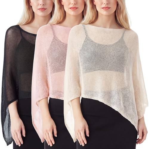Image of Women Sheer Poncho Shrug Summer Sheer Blouse Top Lightweight Poncho Bolero for Evening Dress