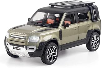 Kids Play 1:24 Land Rover Defender Die Cast Model Metal Car Pull Back Action Opening Doors with Realistic Engine Sound Lights Toy Vehicle Cars Gift for Boys - Green
