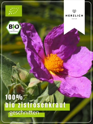BIO Zistrosenkraut 500g - Cistus Incanus - 100% loses Zistrosenkraut, naturbelassen, geschnitten - Premium Bio-Qualität - per Hand geprüft und abgefüllt in Deutschland | Herzlich Natur