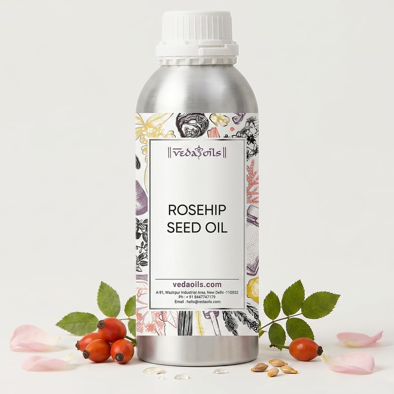 Image of VedaOils Rosehip Seed Oil for Face | 100% Pure Cold Pressed Rosehip Oil for Skin & Face Care | 100ml