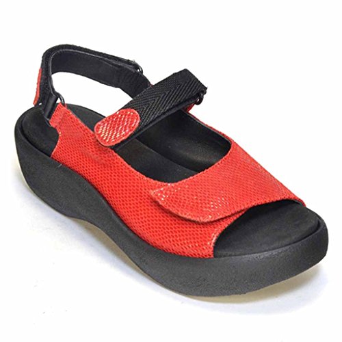 Wolky 3204-Jewel Ledersandale für Damen, Rot - 30500 red leather - Größe: 42