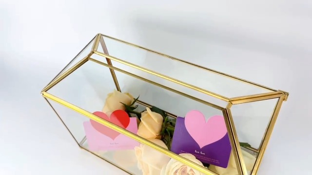 セキュアドガラス ウェディングギフトカードボックス Amazon.com: 12.6 inches Gold Wedding Glass Card Box Large Wedding