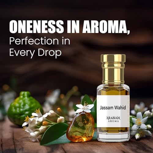 Image of Arabian Aroma Jassam Wahid Attar | Bergamot & Oud Fragrance with Passion Fruit | Long-Lasting Alcohol-Free | 100% Perfume | Oil-Based Itra Perfume for Men & Women (6ml)