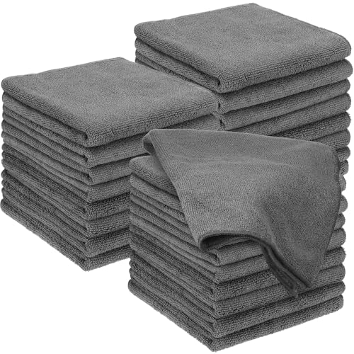Image of Shimeyao 24 Pack Bleach Proof Towels Microfiber Absorbent Resistant Hair Hand Towels Bulk Quick Dry for Barber Gym Spa Shaving (Grey,Classic)