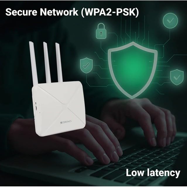 Image of Zebronics WR3004G Wi-Fi 6 Router with 4G /5G Sim Card Compatible, High-Speed Antenna, LAN /WAN Port Auto Switching, WPA2-PSK Security