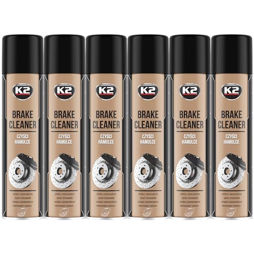 K2 Limpiador de Frenos y Embrague - Brake & Parts Cleaner Pack de 6 - Ayuda a Eliminar Aceites, Grasas, Alquitrán, Resina y Pegamento 600 ml