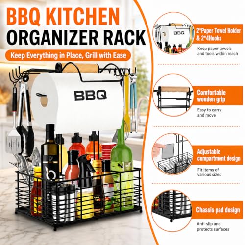 Organizador para Parrilla Grill Caddy con Asa de Madera miniatura 3