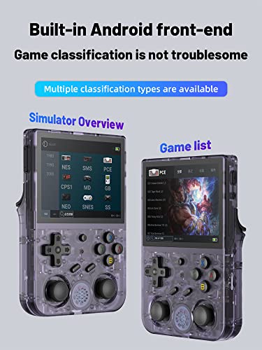 ANBERNIC RG353V Console de Jeu Portable avec écran IPS 3,5" 640 x 480 Haute résolution RK3566 Quad-Core Dual OS Android 11 et système Linux 2G/64G + 16G 3200mAh Batterie (Violet) – Image 3