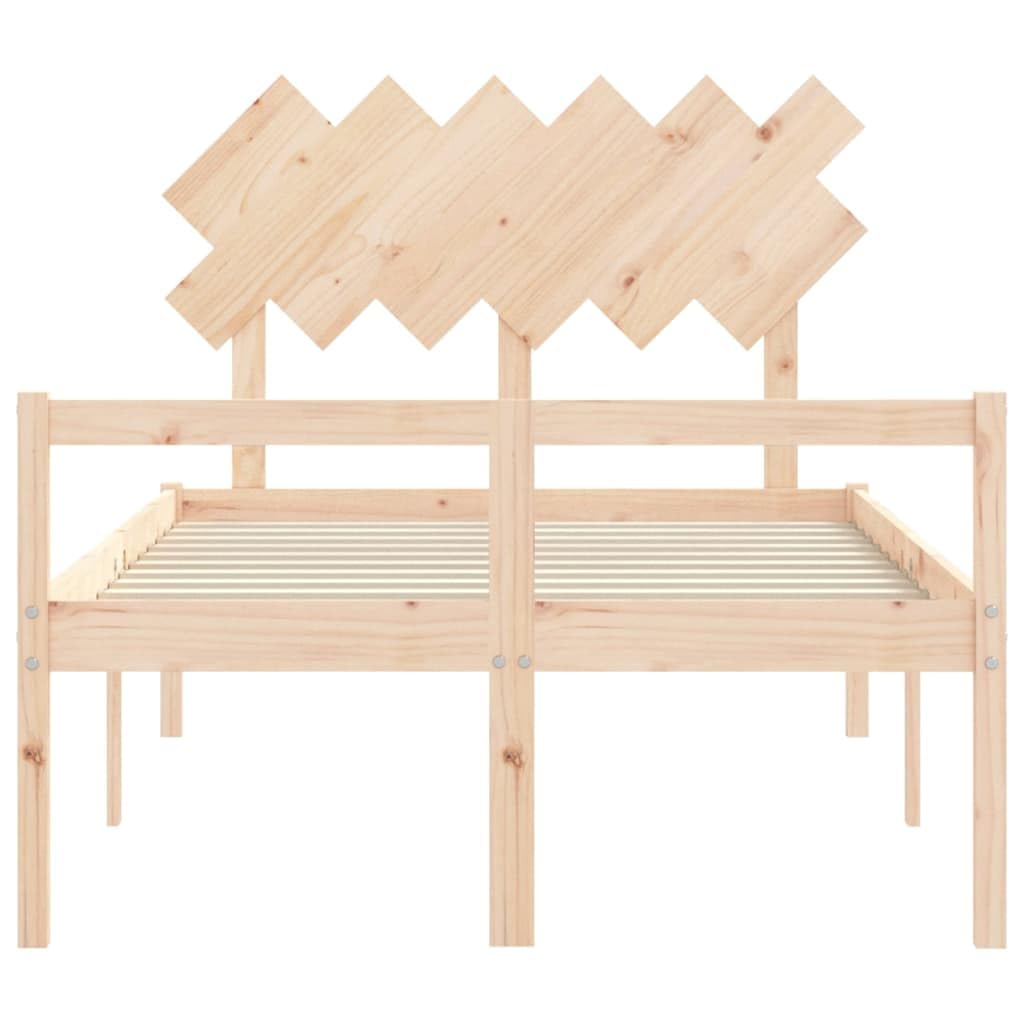 Massives Kiefernholz Seniorengerecht mit 45 cm Sitzhöhe Standard Braun 135 | Seniorenbett mit Kopfteil Massivholz Kiefer 140x195 Komfort Einstiegshöhe Stauraum Lattenrost Bettgestell