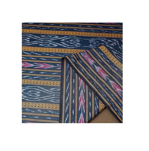 Image of Premium Sambalpuri Ikat Weave Pure Handloom Cotton Shirt Fabric Authentic Odisha Traditional Tie-Dye Craft, Soft & Breathable Natural Cotton Material for Custom Tailoring, Casual & Formal Wear