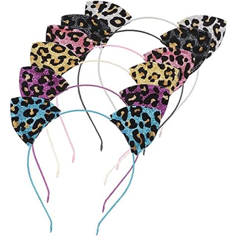 KINGSUSLAY Cat Ears Headband-6Pcs Kitty Headbands-Leopard Print Cat Ear hair Headband for Girls and Women, Christmas Gift and Headband for Daily and Parties(6 Pack Leopard Print) Cover