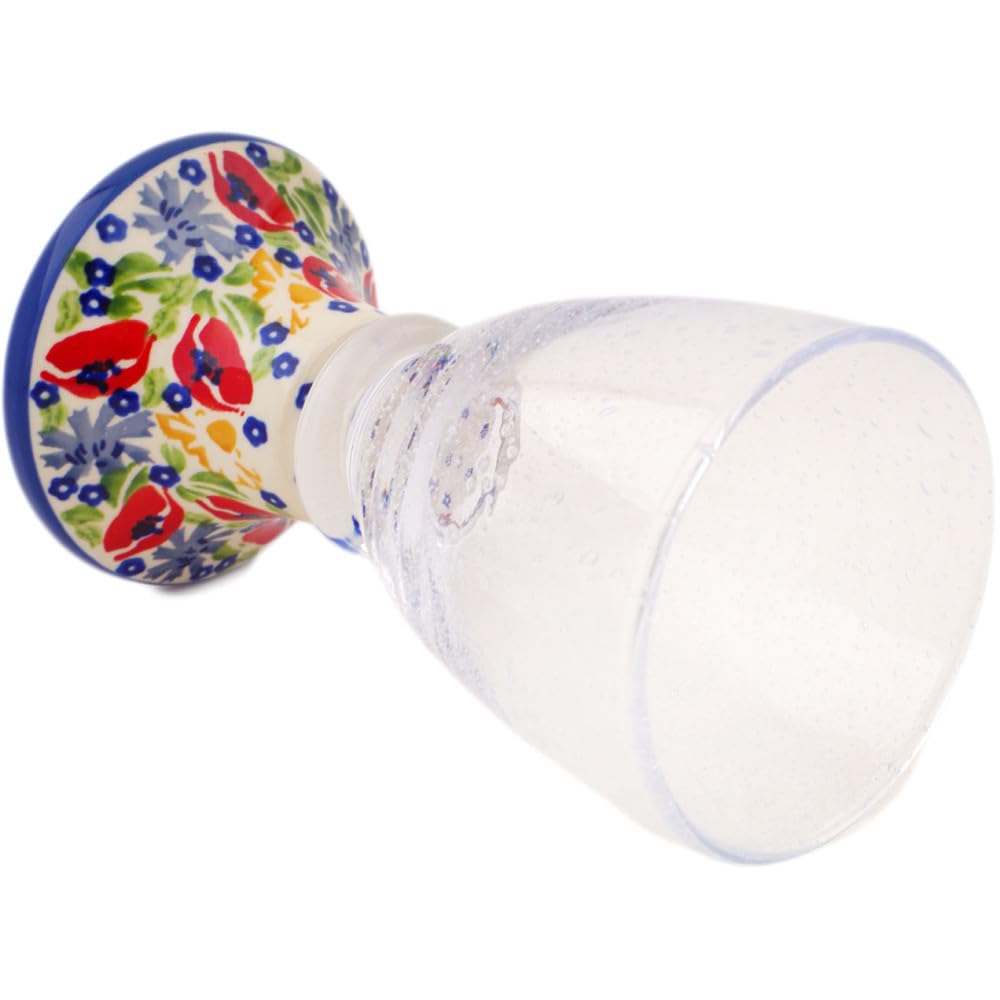 Authentic Polish Pottery Goblet Signature UNIKAT in Flower Garden Design Handmade in Boles?awiec Poland + Certificate of Authenticity