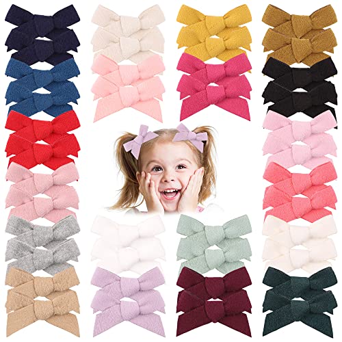 Image of 40pcs Baby Girls Hair Bows Clips Wool Felt Alligator Barrettes Hair Accessories for Kids Toddlers School Girls Teens,2.6 Inches