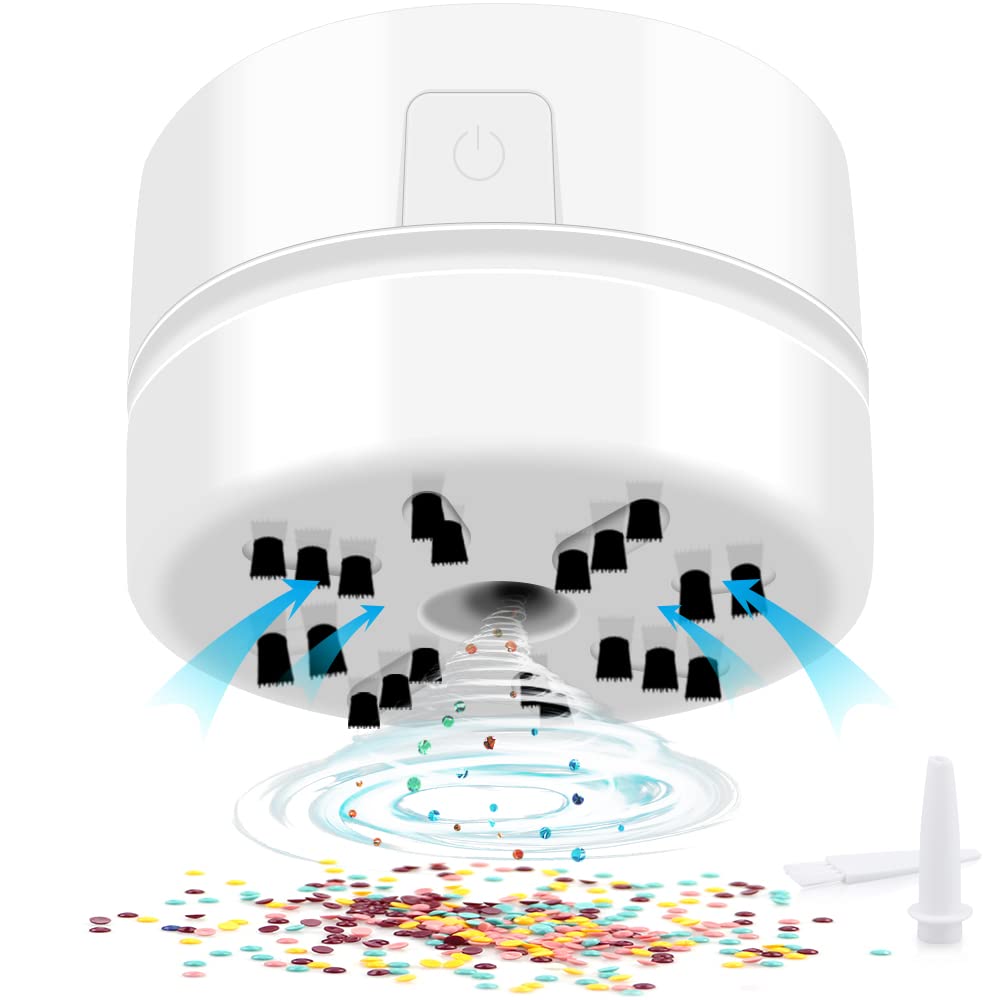 BLOCE Diamond Tools, Diamond Accessories for Diamonds, Desk Vacuum Cleaner Mini, Hand-Held Vacuum Cleaner for Painting Lover (White)