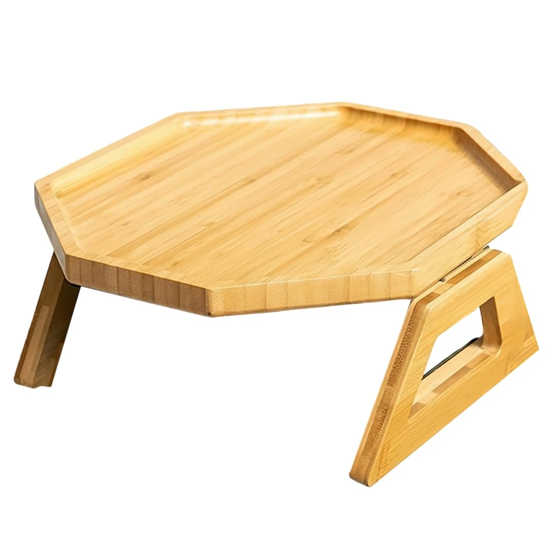 Hndhbfgrt Sofa Armrest Tray, Wooden & Bamboo Folding Sofa Tray Table Use for Eating/Remote/Drinks/Phone (Round, Square)