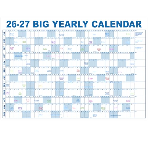 2026-2027 Dry Erase Wall Calendar - July 2026- June 2027 35.2 x 50 Extra Large Yearly Wall Calendar 2026-2027 12-Month Note Section & 365 Daily Block 10 Round Stickers Perfect for Home Office and School