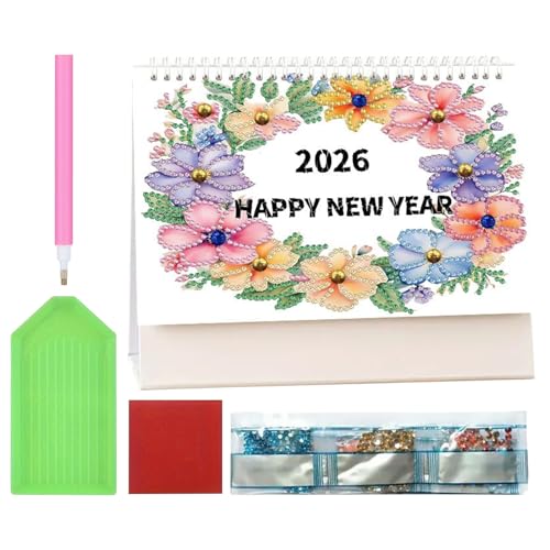 2026年ラインストーンアートカレンダー | 12ヶ月のプランナー装飾、スタンディングデスクカレンダー、ティーンエイジャー、クラフト愛好家、初心者、アーティスト、教師、休日、誕生日、毎日の計画、タスク、ホーム、オフィス、ベッドルームデスク。