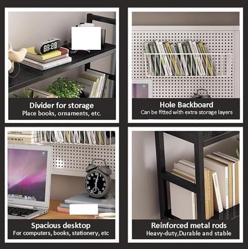Scaffale da scrivania multifunzionale in metallo - Espositore da banco for | organizer libreria tavolo for ufficio domestico(75x98x22cm(30x39x9inch),Black)