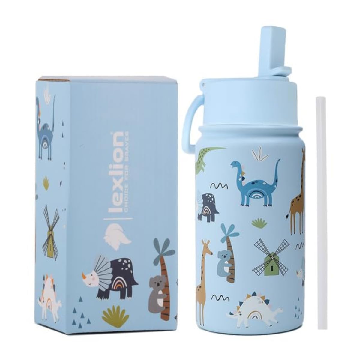 Botella de agua de 14 onzas, acero inoxidable aislado de triple pared, reutilizable, boca ancha, difusor de frutas, infusor térmico de hojas, funda de silicona y cepillo de limpieza, tapa de popote a