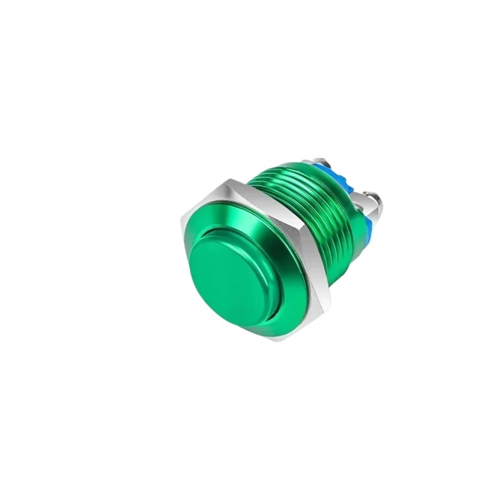Interruptor Maletero‌ 2/5/10 piezas, impermeable, IP67, 16 mm, interruptor redondo de metal, botón pulsador momentáneo encendido y apagado con reinicio automático Interruptor Basculante‌(Green,10PCS)