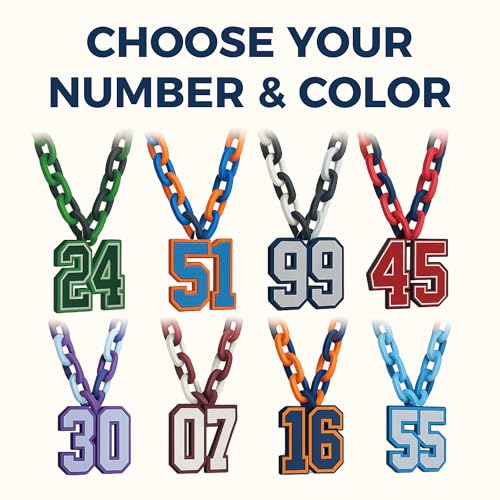 Personalized Sports Number Chain Necklace – Oversized 32” Custom Two-Digit Pendant – Smooth Links – Show Your Team Pride4