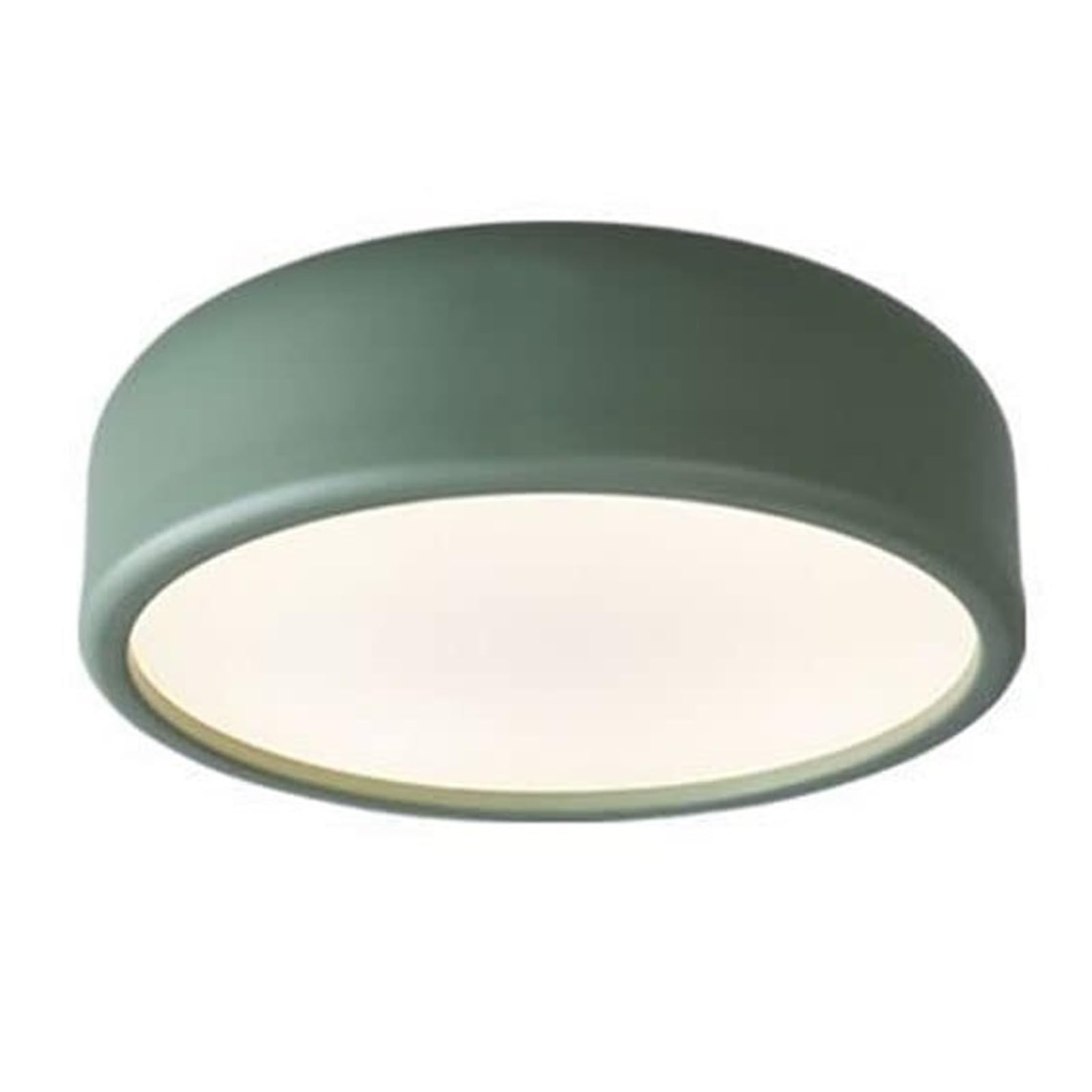 KHUKHU Simple Round Ceiling Lamp, E27 Flat Modern Ceiling Light, Acrylic Lamp Shade, Decoration Light Fixtures for Corridor Stairwell Cloakroom Office(Green,35cm)